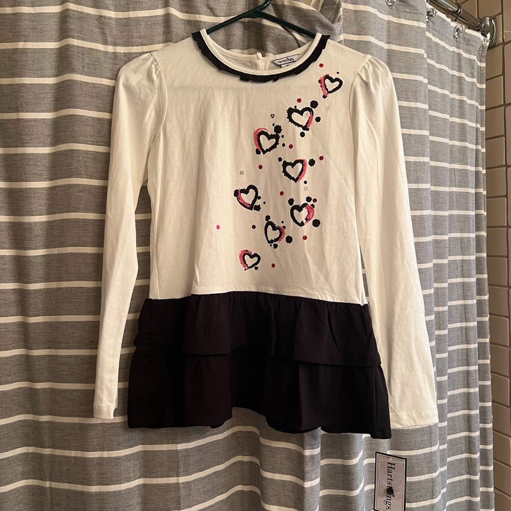 NWT Hartstrings Girls Sequined hearts tunic